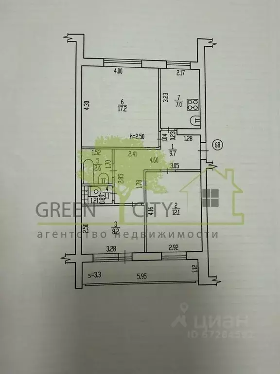 3-к кв. Брянская область, Брянск ул. Абашева, 4 (61.2 м) - Фото 2