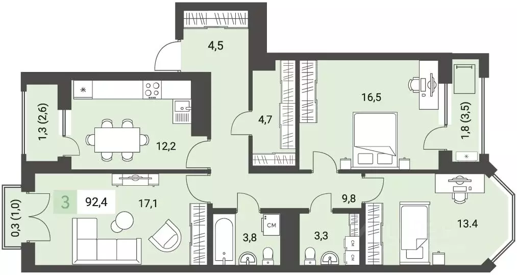 3-к кв. Удмуртия, Ижевск ул. Имени В.С. Тарасова, 4 (88.7 м) - Фото 0