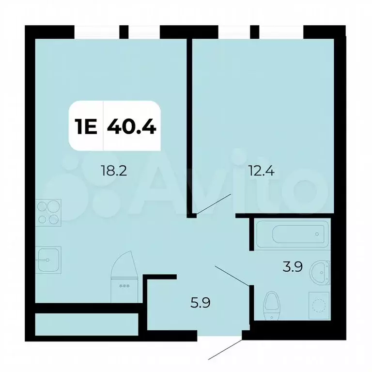 1-к. квартира, 40,4 м, 14/18 эт. - Фото 1