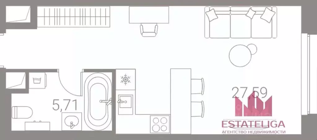 Студия Москва Каширский проезд, 25к2 (32.6 м) - Фото 2