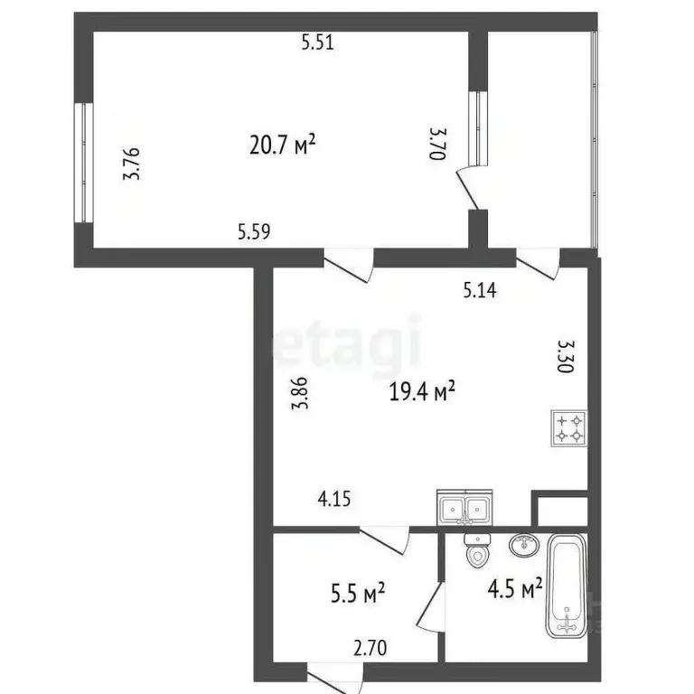 1-к кв. Санкт-Петербург Выборгское ш., 23к2 (50.1 м) - Фото 2