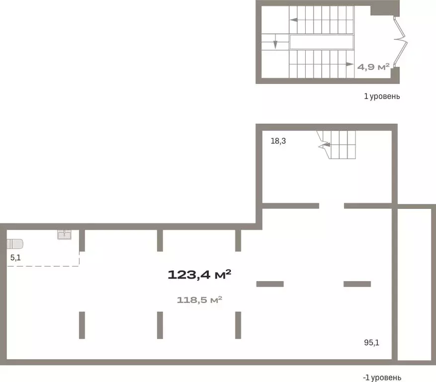 Помещение свободного назначения (123.4 м) - Фото 1