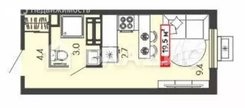 Квартира-студия: село Засечное, Алая улица, 15 (19.5 м) - Фото 1