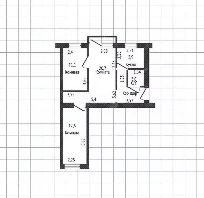 3-к кв. Адыгея, Майкоп Краснооктябрьская ул., 54 (56.3 м) - Фото 2