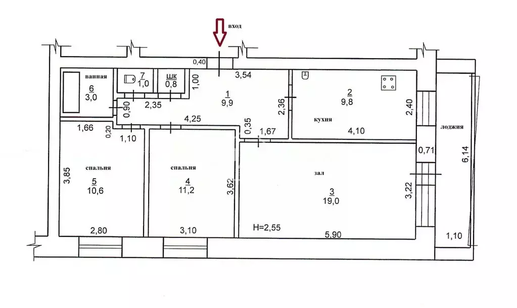 3-к кв. Оренбургская область, Бузулук 7А мкр, 25 (65.3 м) - Фото 2