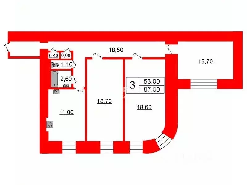 3-к кв. Санкт-Петербург ул. Пестеля, 14 (87.0 м) - Фото 1