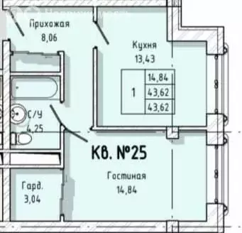 1-комнатная квартира: Нальчик, улица Мовсисяна, 15А (43.62 м) - Фото 0
