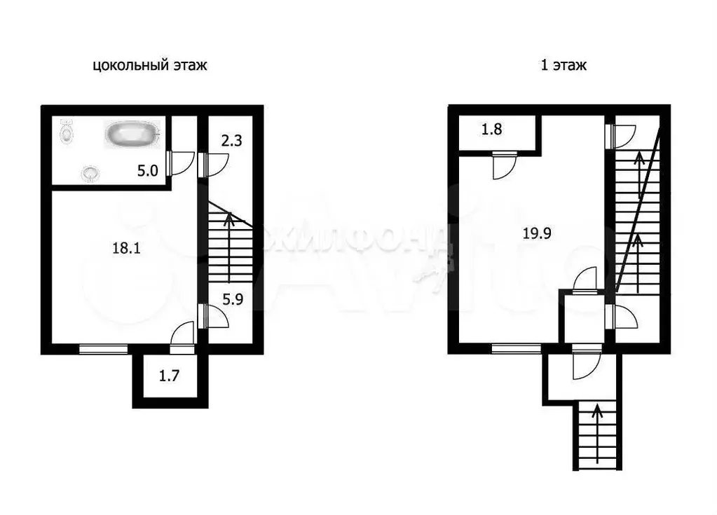 2-к. квартира, 54,7 м, 2/2 эт. - Фото 0