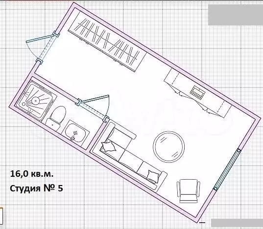 Квартира-студия, 16,1 м, 1/4 эт. - Фото 0