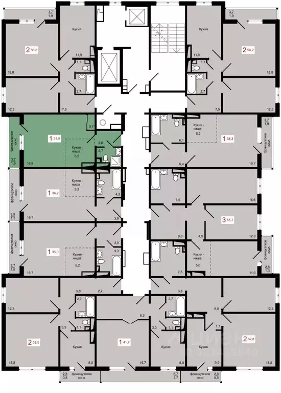1-к кв. Красноярский край, Красноярск Пашенный мкр,  (31.9 м) - Фото 1