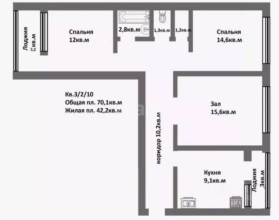 3-к кв. Новосибирская область, Новосибирск Тенистая ул., 25 (60.6 м) - Фото 0