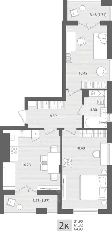 2-к кв. Калининградская область, Пионерский пос. Рыбное, Мо ре жилой ... - Фото 1