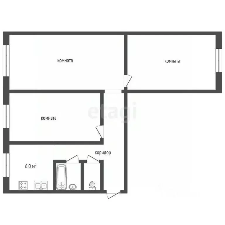3-к кв. Владимирская область, Муром ул. Воровского, 85 (57.7 м) - Фото 1