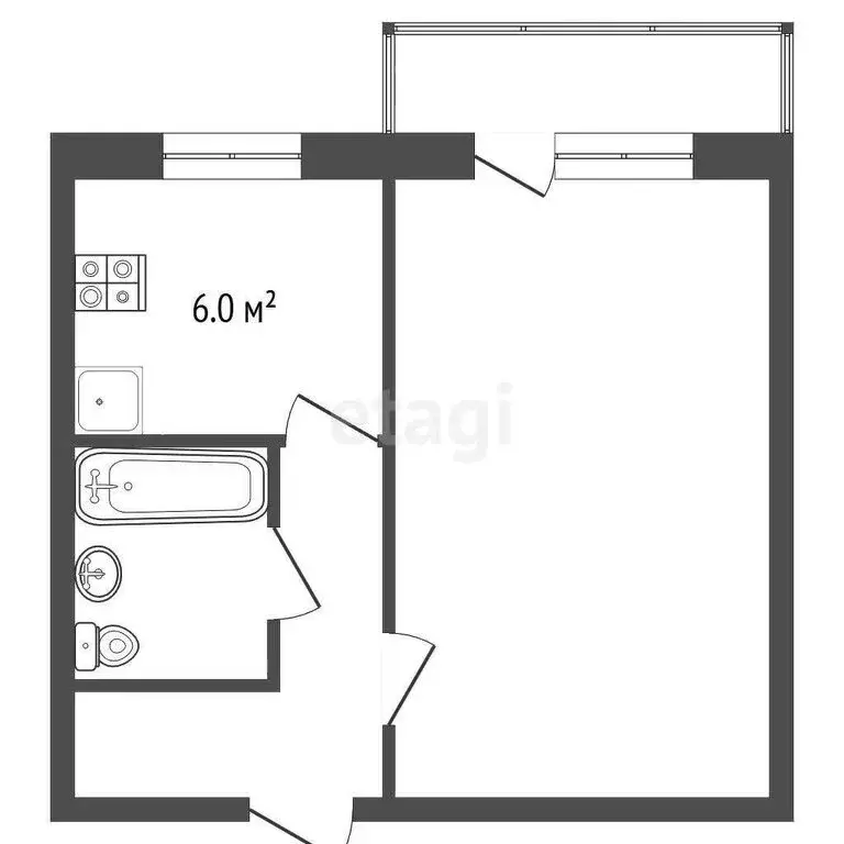 1-комнатная квартира: Рыбинск, Гэсовская улица, 4 (33 м) - Фото 1