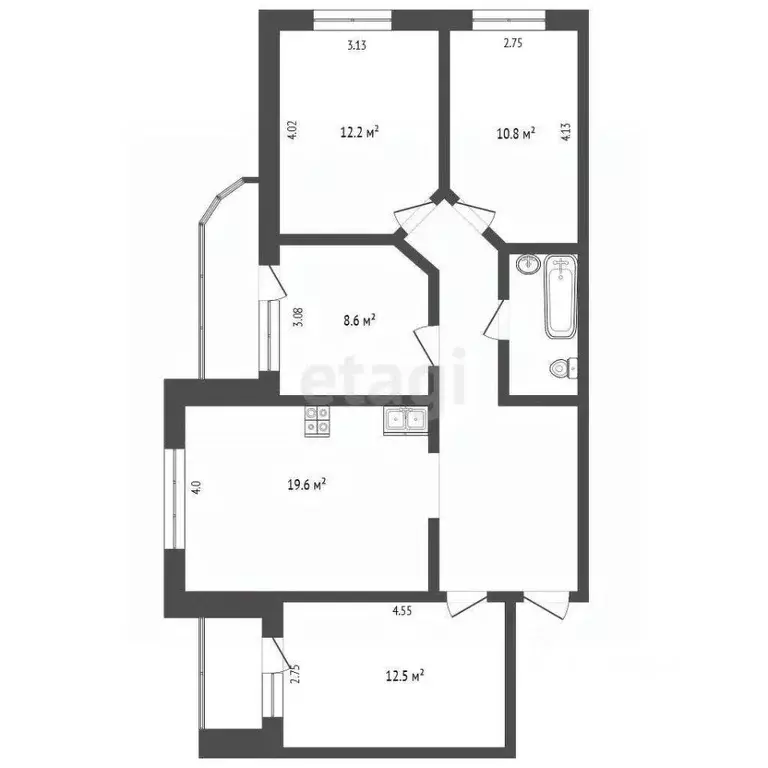 3-к кв. Белгородская область, Белгород ул. Плеханова, 10А (85.6 м) - Фото 2