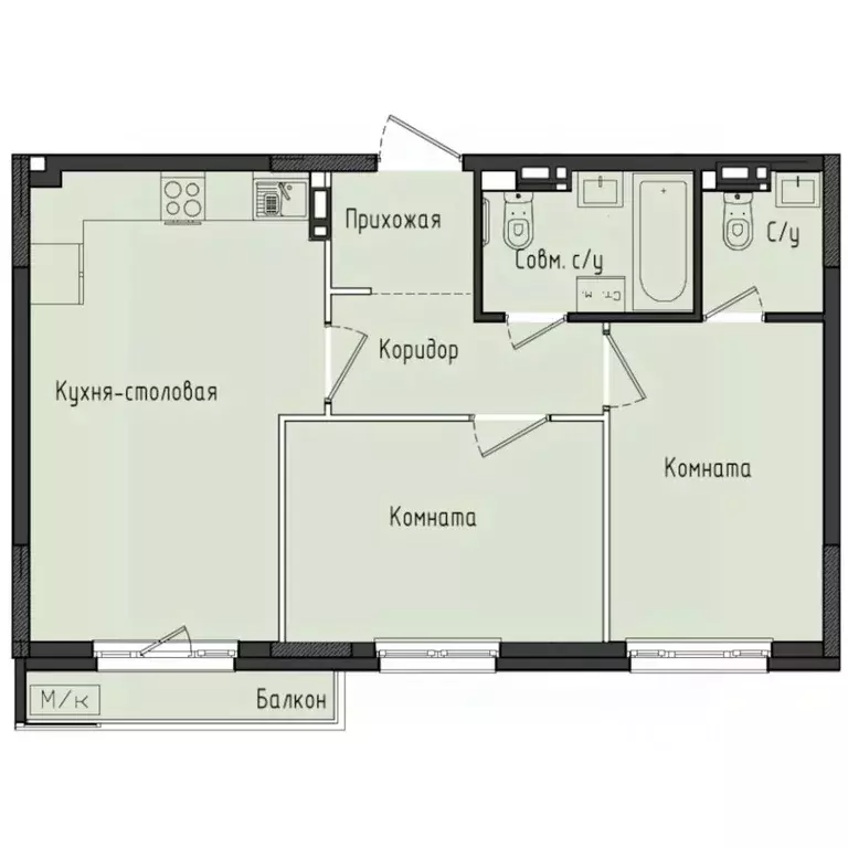 2-к кв. Удмуртия, Завьяловский район, с. Первомайский Город ... - Фото 1