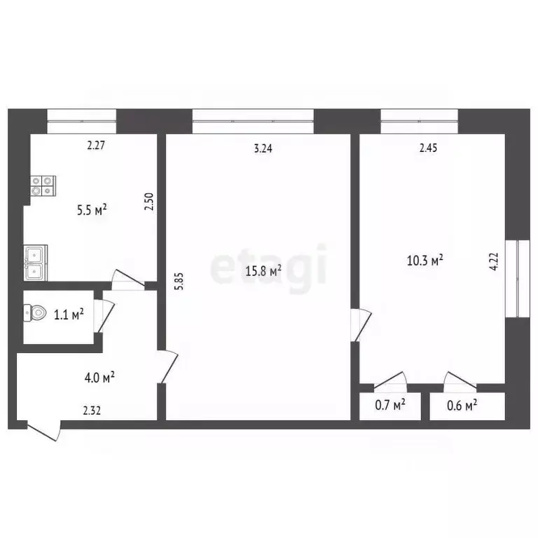 2-к кв. Карелия, Петрозаводск ул. Фрунзе, 4 (38.0 м) - Фото 1