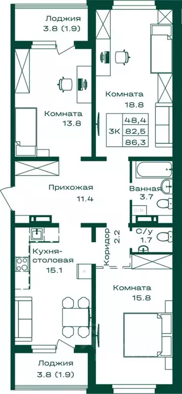 3-к кв. Алтай, Майминский район, с. Майма Алтайская ул., 2к6 (86.3 м) - Фото 1