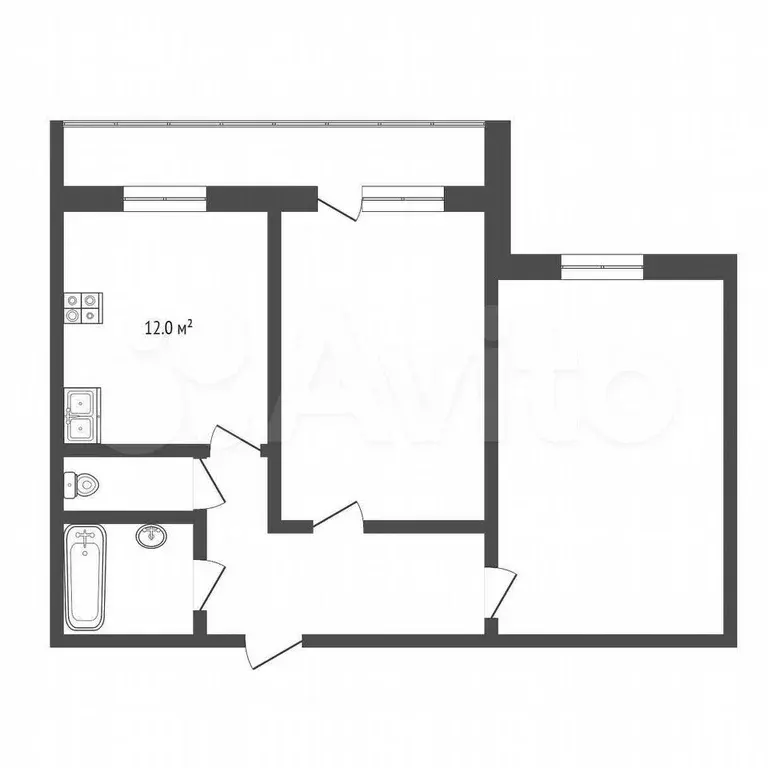 2-к. квартира, 51 м, 6/10 эт. - Фото 0