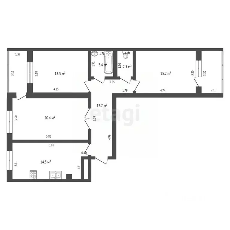 3-к кв. Ставропольский край, Пятигорск просп. Калинина (93.0 м) - Фото 2