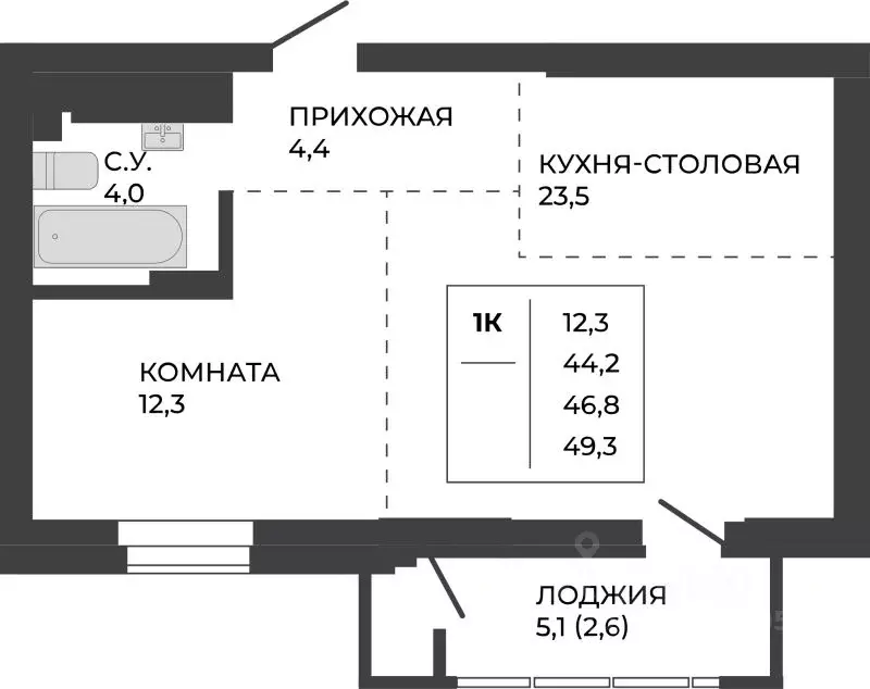 1-к кв. Алтайский край, Барнаул тракт Павловский, 251Б (46.8 м) - Фото 1
