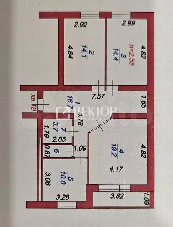 3-к. квартира, 83 м, 4/6 эт. - Фото 0