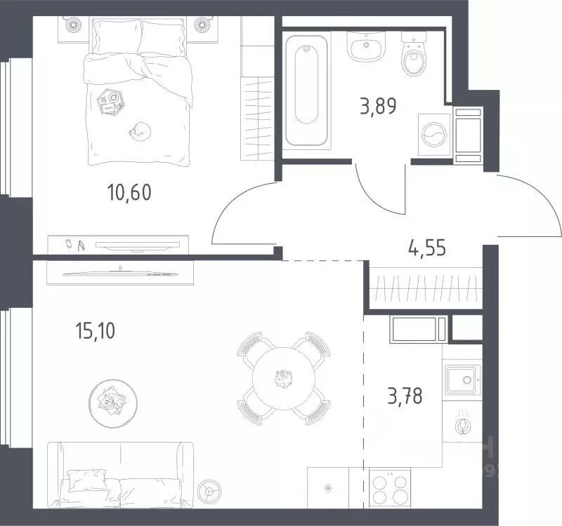 1-к кв. Московская область, Люберцы городской округ, Мирный пгт ул. ... - Фото 1