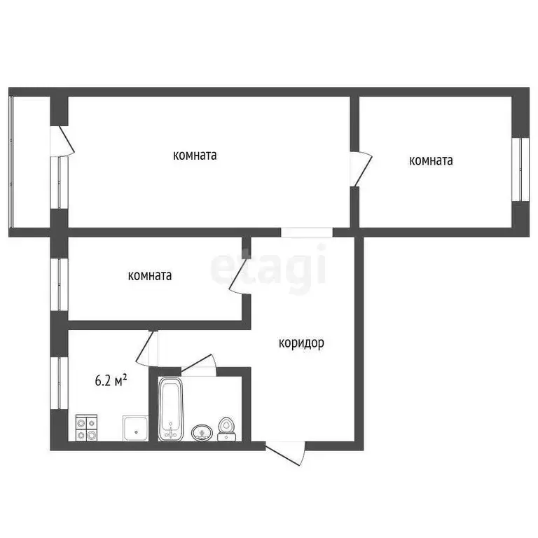 3-комнатная квартира: село Непецино, улица Тимохина, 15 (57.5 м) - Фото 1