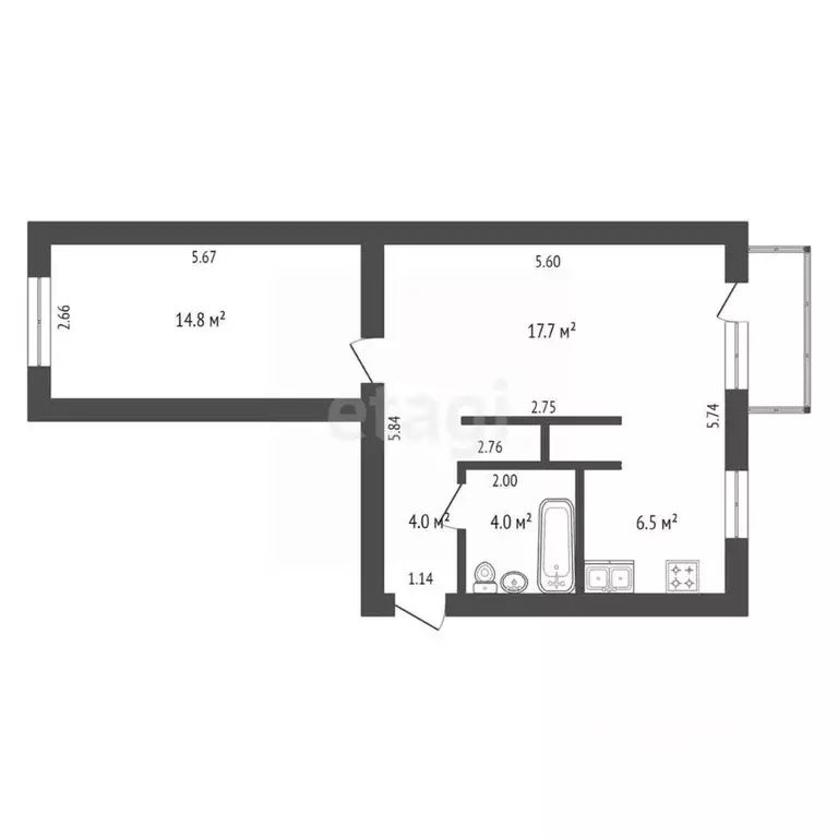 2-к кв. Крым, Красноперекопск ул. Ломоносова, 4 (47.9 м) - Фото 1