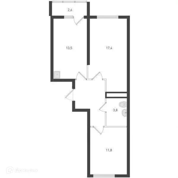 Продаётся 2-к квартира, 55.5 м - Фото 1