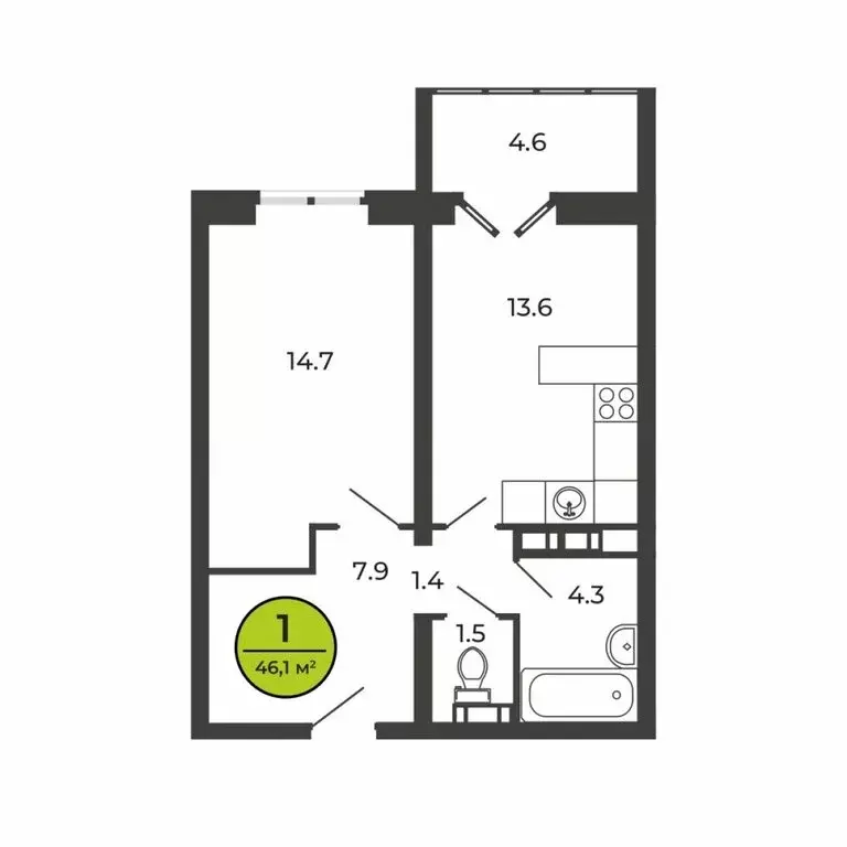 1-комнатная квартира: Свень, Соборная улица, 16 (46.1 м) - Фото 0