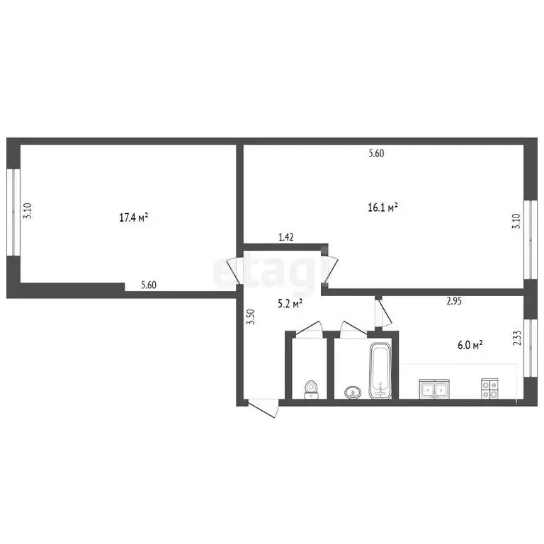 2-комнатная квартира: Пермь, улица Космонавта Леонова, 66 (48.1 м) - Фото 1