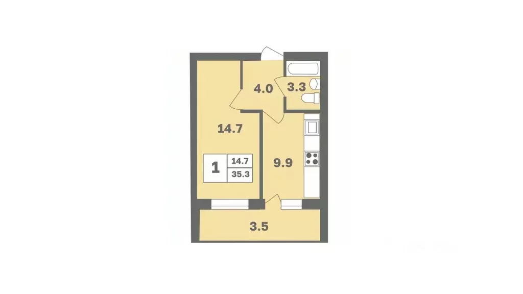 1-к кв. Башкортостан, Уфа Дагестанская ул., лит12 (35.3 м) - Фото 1