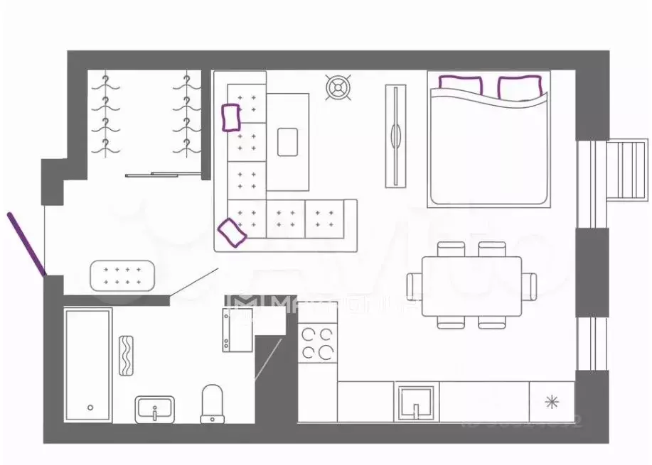1-к кв. Свердловская область, Екатеринбург ул. Крауля, 194 (35.2 м) - Фото 2
