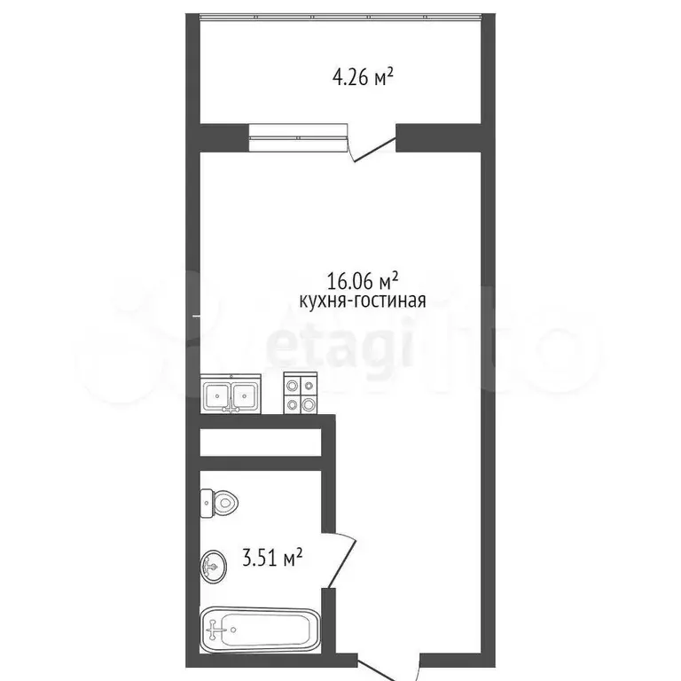 Квартира-студия, 23,4 м, 5/20 эт. - Фото 0