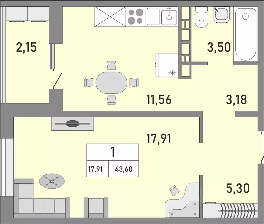 1-к кв. Оренбургская область, Оренбург ул. Юркина, 4/1 (43.6 м) - Фото 1