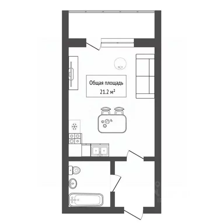 Студия Новосибирская область, Бердск Южный мкр, пер. Белокаменный, ... - Фото 2