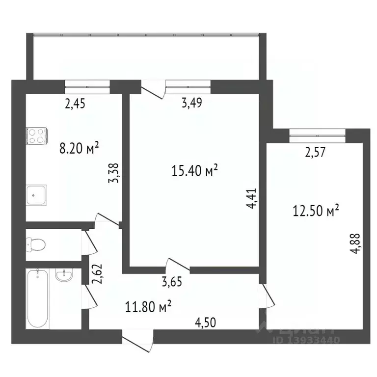 2-к кв. Тюменская область, Тюмень Широтная ул., 148к1 (52.0 м) - Фото 1