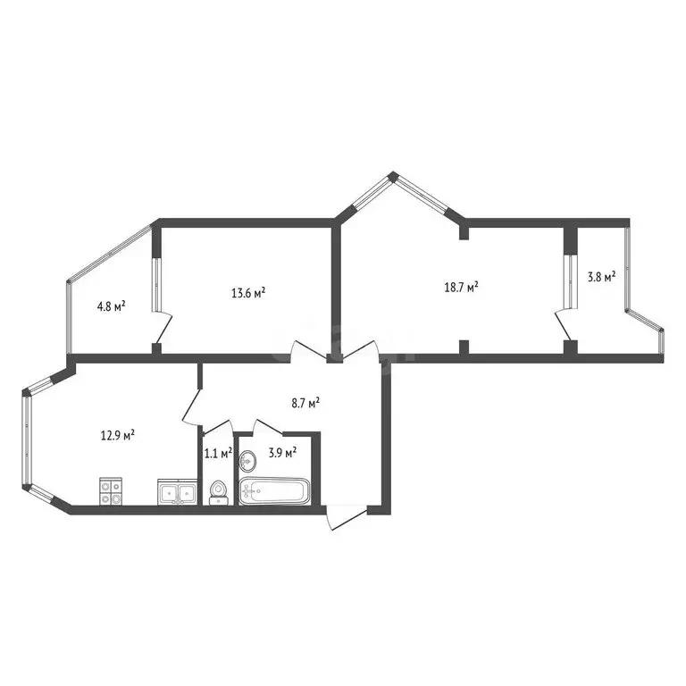 2-комнатная квартира: Балашиха, Трубецкая улица, 106 (62.4 м) - Фото 1