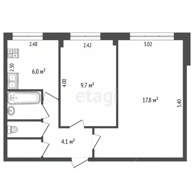 2-к кв. Архангельская область, Архангельск ул. В.И. Воронина, 33 (42.2 ... - Фото 1
