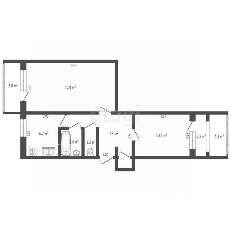 2-к кв. Крым, Евпатория ул. Имени 60-летия ВЛКСМ, 2/112 (49.6 м) - Фото 2