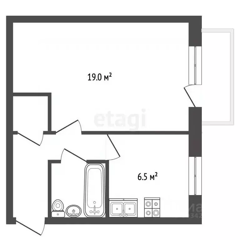 1-к кв. Архангельская область, Архангельск ул. Гайдара, 36 (30.0 м) - Фото 2