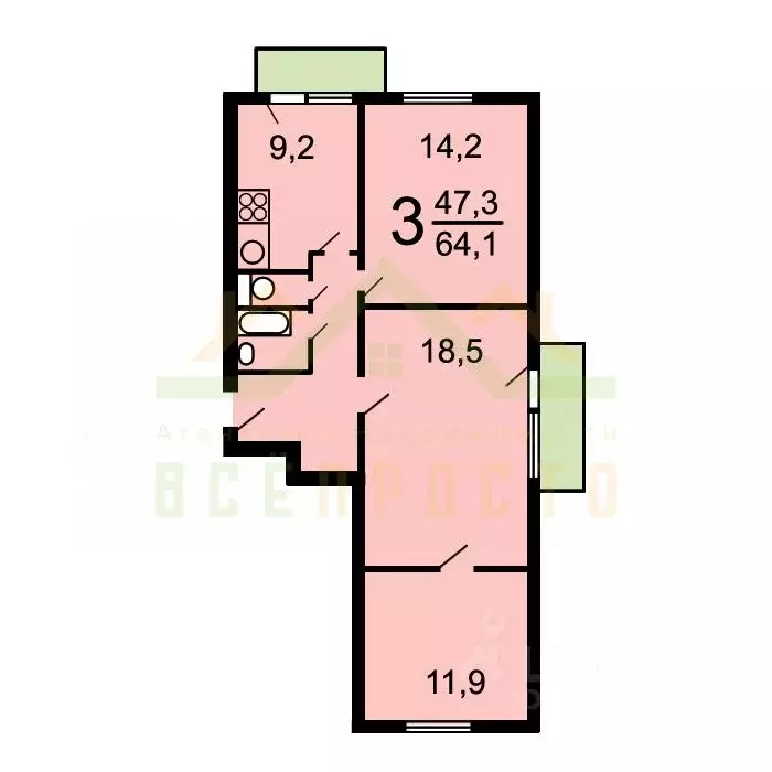 3-к кв. Москва Кусковская ул., 27К1 (64.4 м) - Фото 1