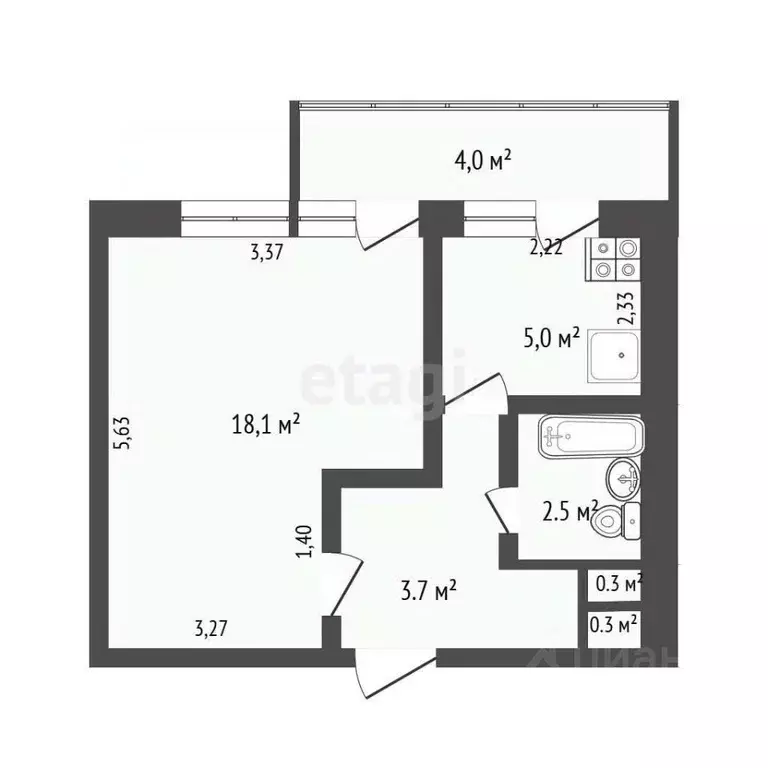 1-к кв. Крым, Саки ул. Ивановой (30.5 м) - Фото 2