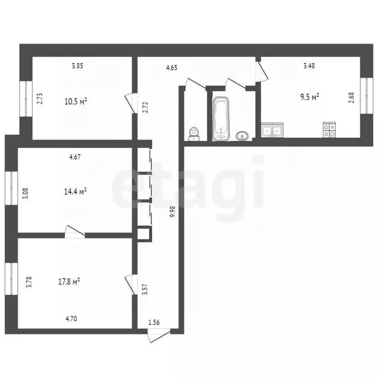 3-к кв. Тюменская область, Тюмень Холодильная ул., 120 (74.6 м) - Фото 2