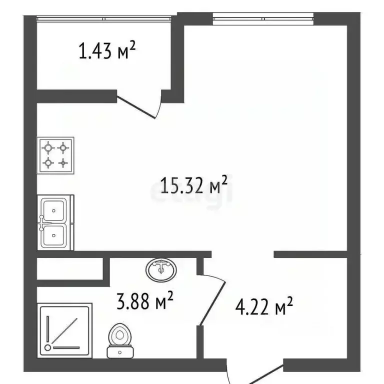 Студия Ленинградская область, Мурино Всеволожский район, просп. ... - Фото 2