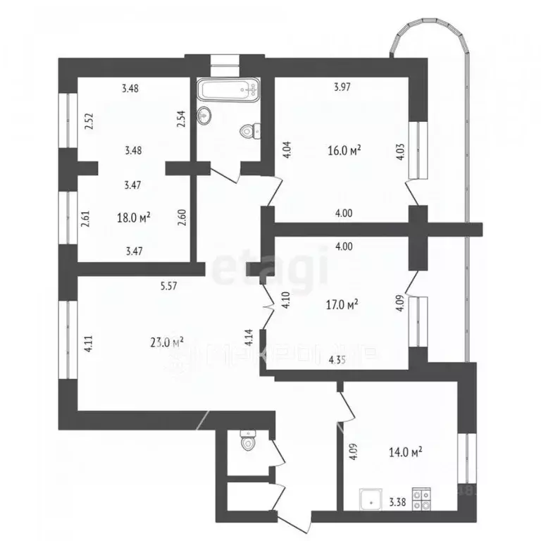 4-к кв. Челябинская область, Челябинск Салютная ул., 23Б (110.3 м) - Фото 1