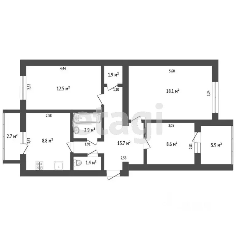 3-к кв. Крым, Саки ш. Евпаторийское (69.6 м) - Фото 2