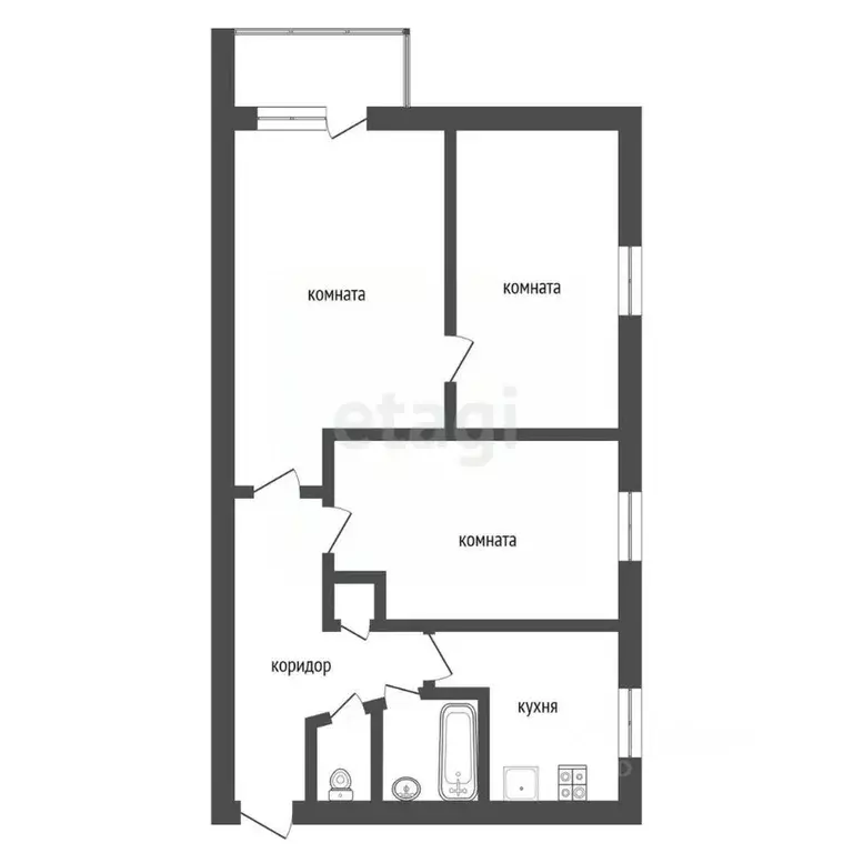 3-к кв. Воронежская область, Воронеж Беговая ул., 8/2 (52.3 м) - Фото 1