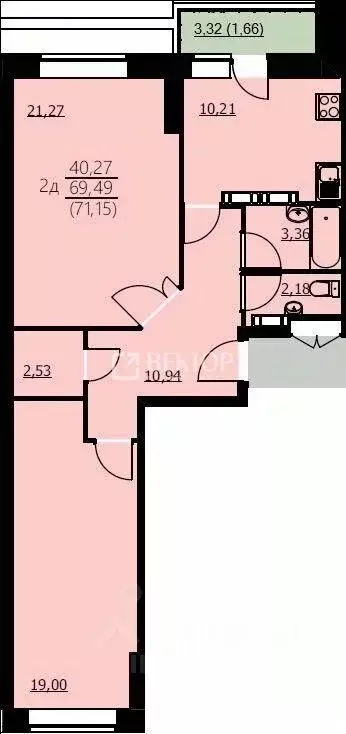 2-к кв. Ярославская область, Ярославль Красноборская ул., 38к2 (71.0 ... - Фото 1